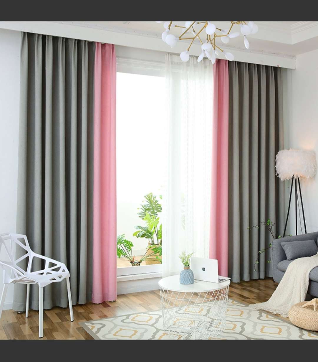 Simple and modern spliced curtains, blackout curtains, bedroom and living room, Nordic and American style solid color imitation cotton and linen curtains Item Picture