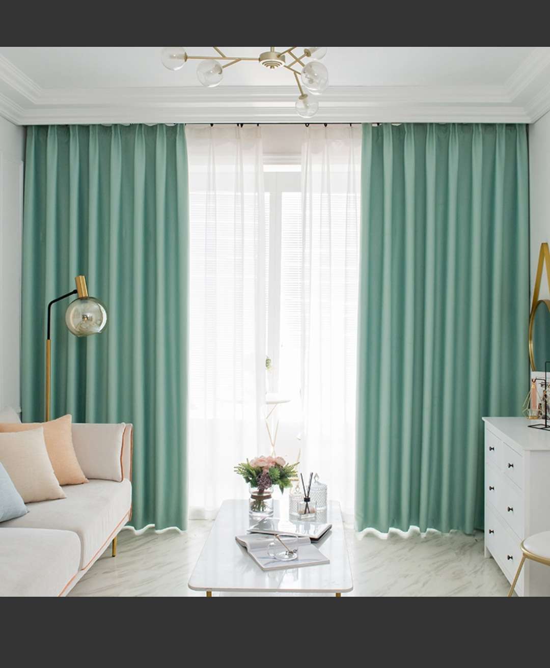 Nordic minimalist high-blackout curtains for living rooms and bedrooms, heat insulation, noise reduction, sun protection and shading curtain fabric details Picture