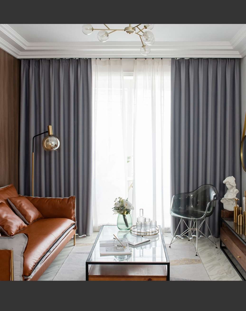 Nordic minimalist high-blackout curtains for living rooms and bedrooms, heat insulation, noise reduction, sun protection and shading curtain fabric Application Scenario