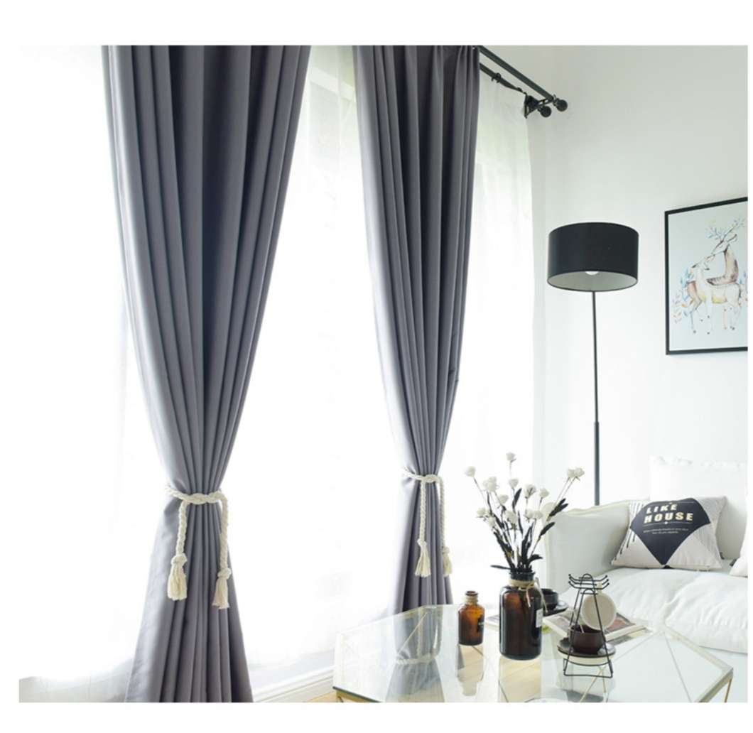 Nordic minimalist high-blackout curtains for living rooms and bedrooms, heat insulation, noise reduction, sun protection and shading curtain fabric detail image 2