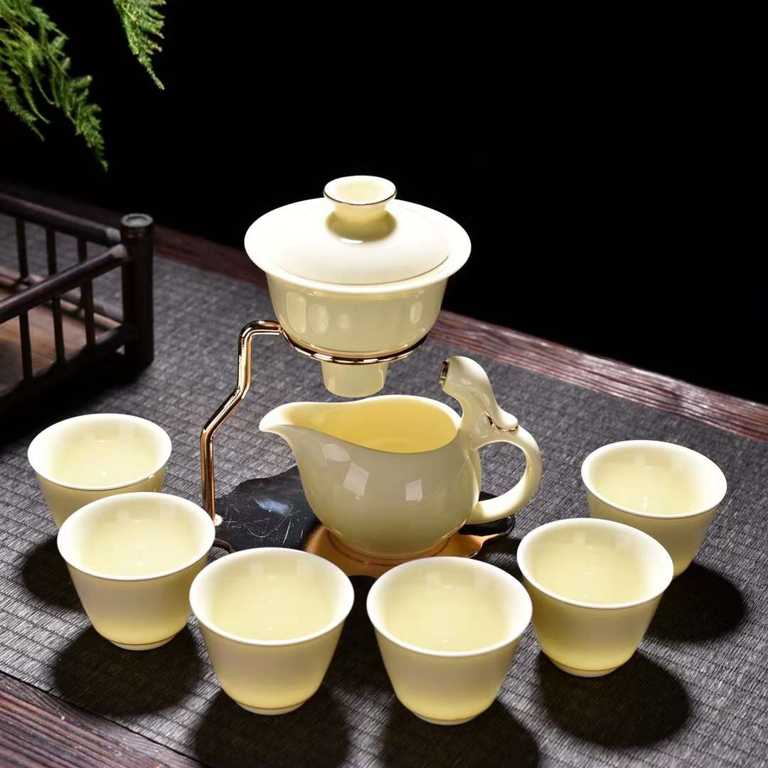 Tea set, tea set set, jadeite gemstone yellow automatic tea set, Tao Lijia 022 Specification image