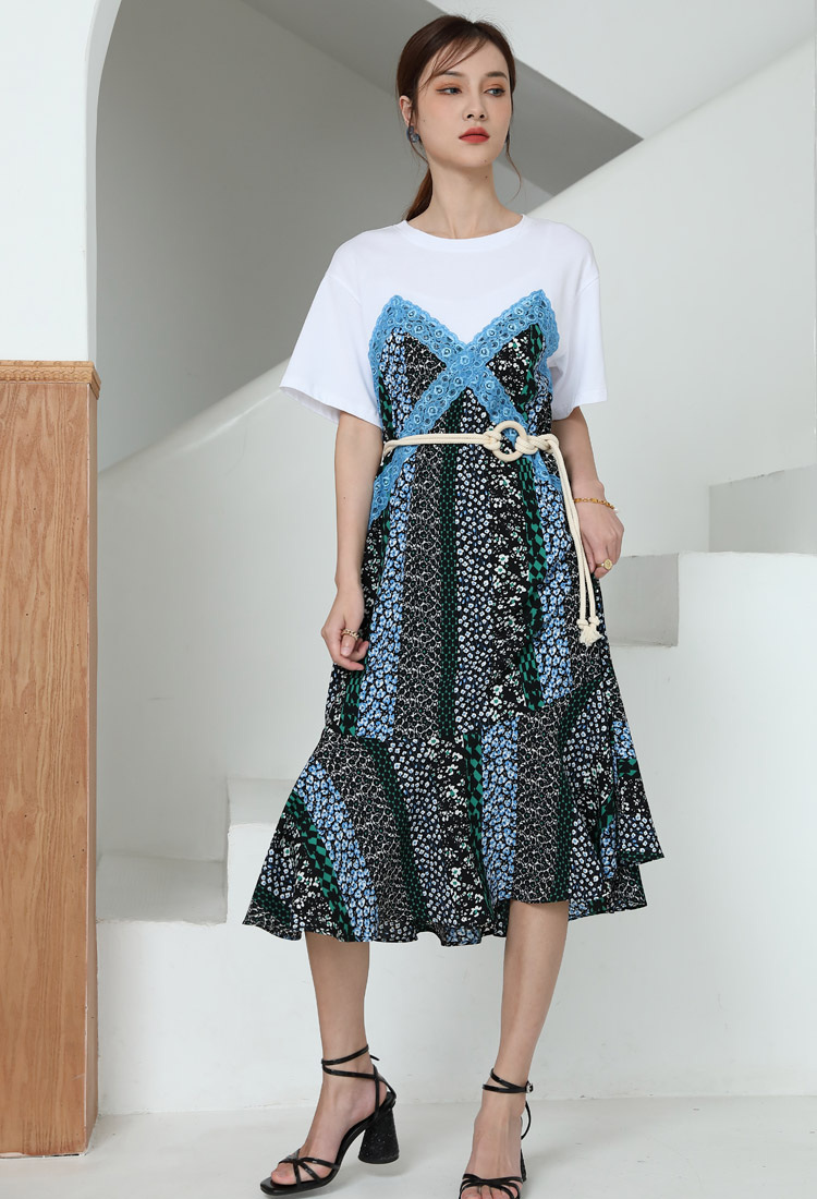 Jimmy Seio's 2021 summer debut new sea blue dress 1D2121298 Item Picture