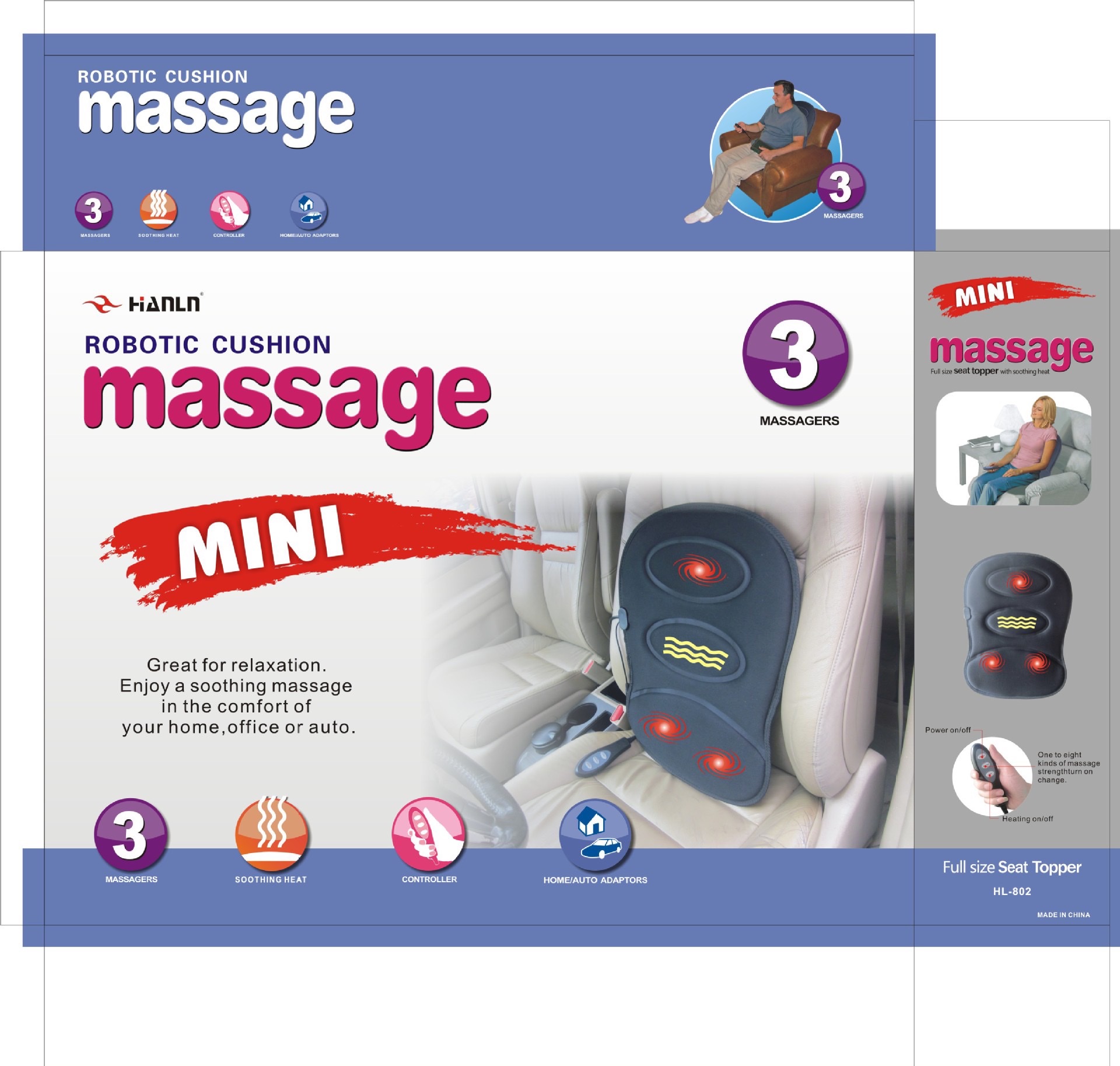 多功能3头按摩座椅 商务汽车座位车家两用3电机按摩振动器 详情图8