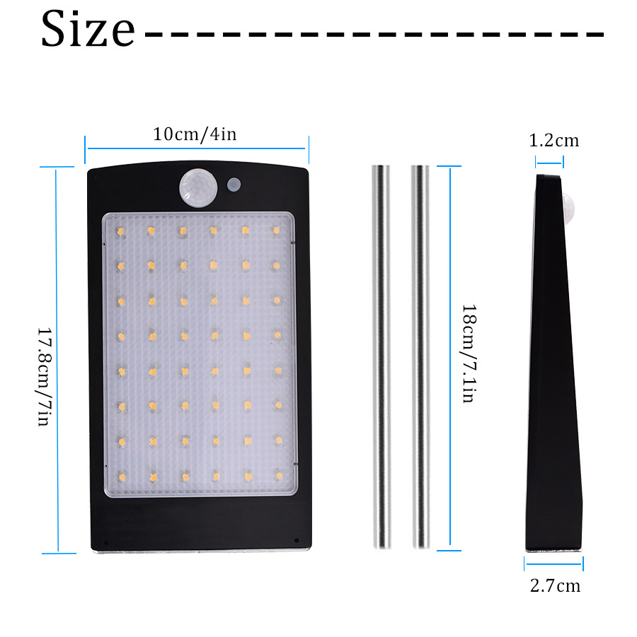厂家直销 48LED 太阳能壁灯 可调48LED太阳能路灯侧发光详情图1