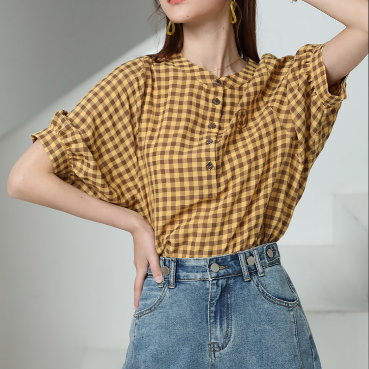 Jimmy Seio's 2021 summer debut new women's plaid top 1K2121802