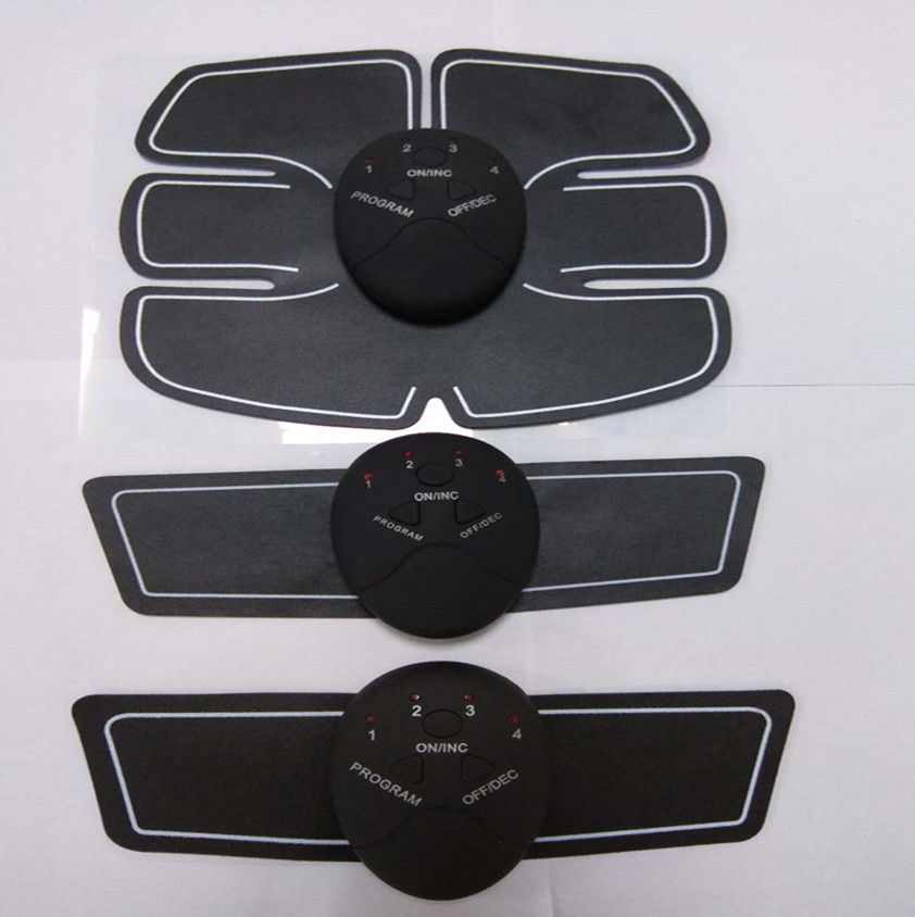 跨境健身器懒人家用按摩肚子肌肉热敷 健身贴片 智能腹肌贴片 三件套礼盒装白底实物图