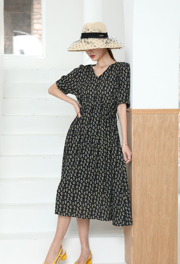 Jimmy Seio's 2021 summer debut new black floral dress 1D2121701 details Picture