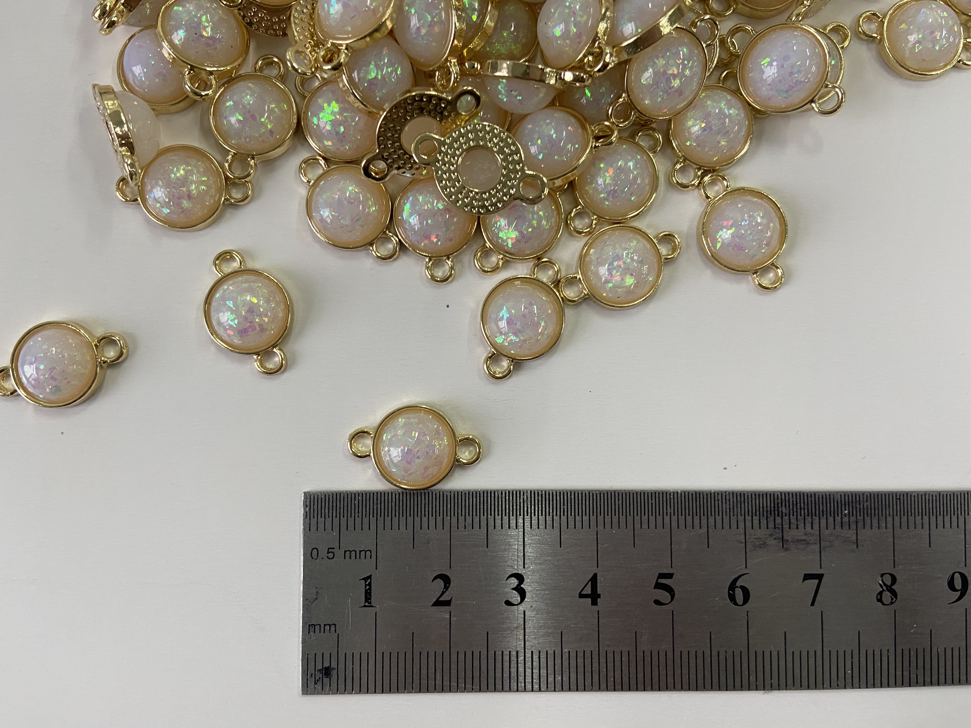 High-quality double-hanging thick smooth round 14 imitation Opal DIY bracelet earrings accessory hanging plating Item Picture