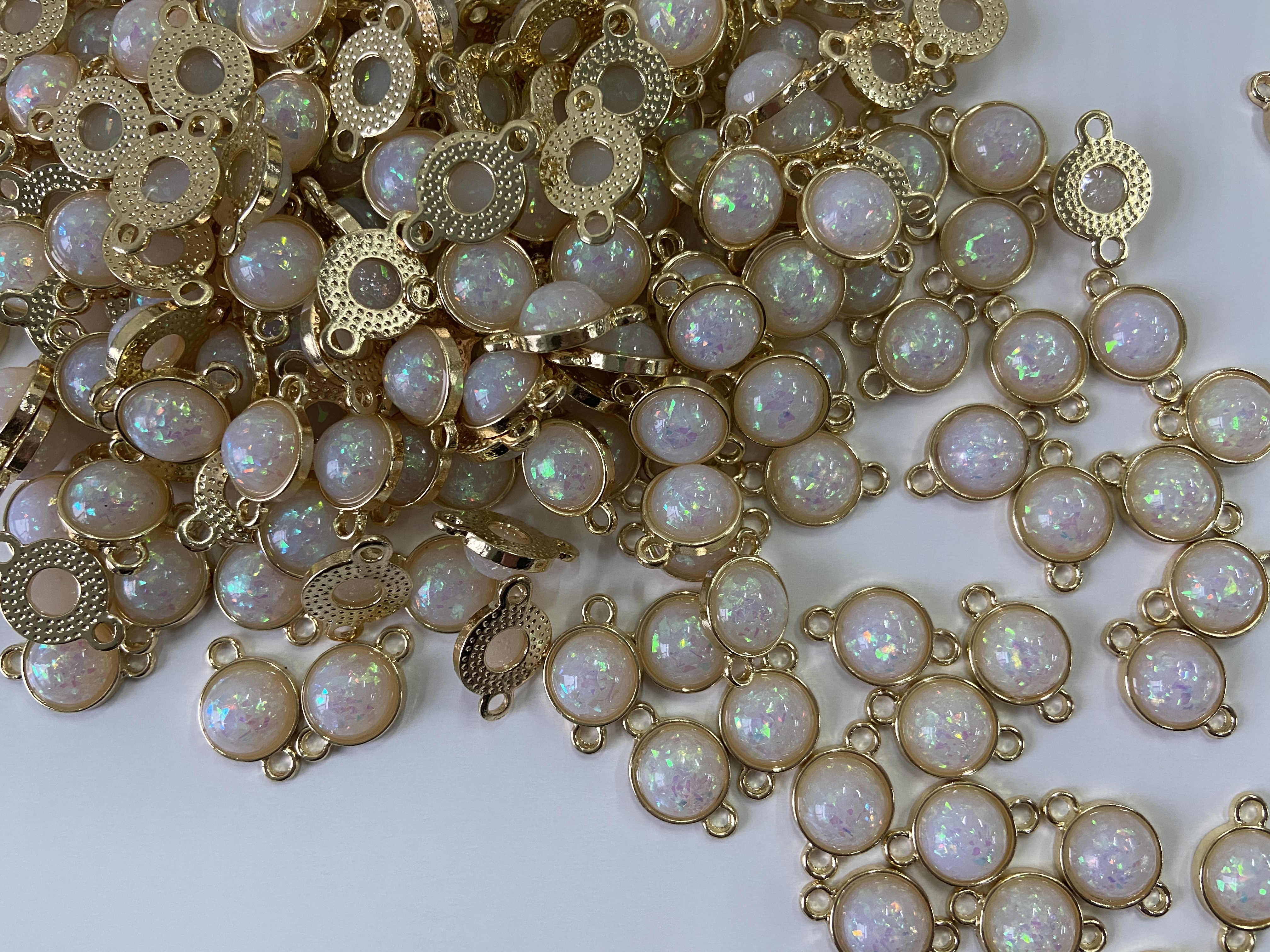 High-quality double-hanging thick smooth round 14 imitation Opal DIY bracelet earrings accessory hanging plating Specification image