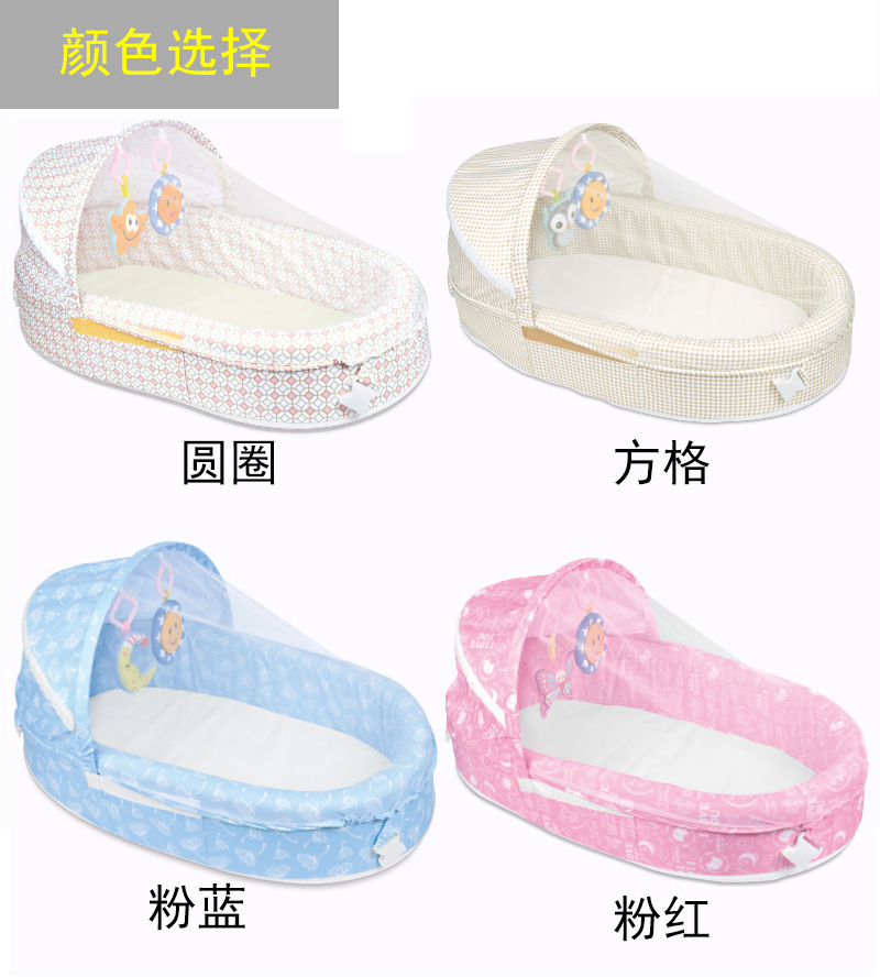 婴儿多功能便携式分隔床宝宝可折叠床中床带蚊帐音乐安抚床玩具床详情图1