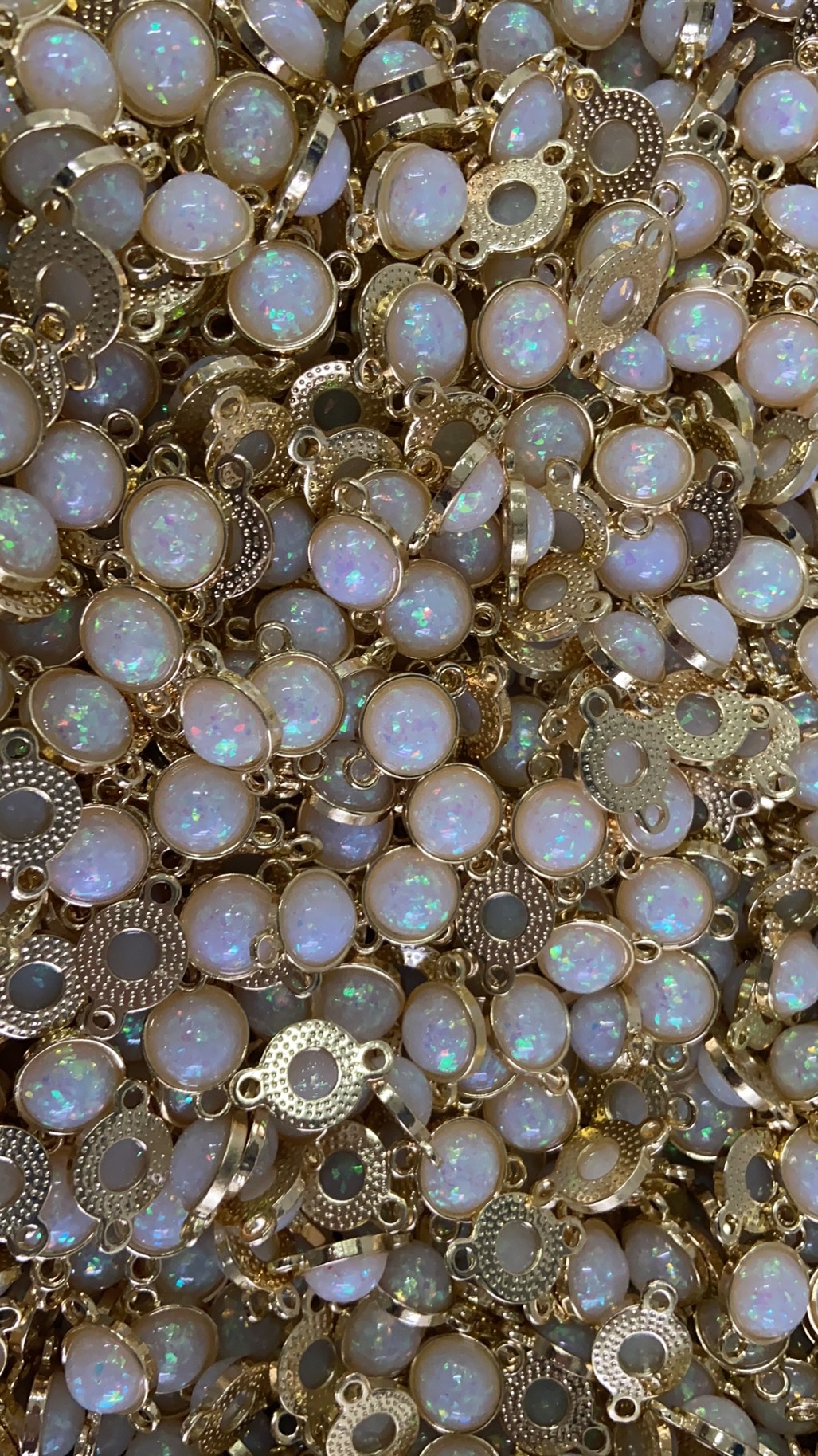 High-quality double-hanging thick smooth round 14 imitation Opal DIY bracelet earrings accessory hanging plating details Picture