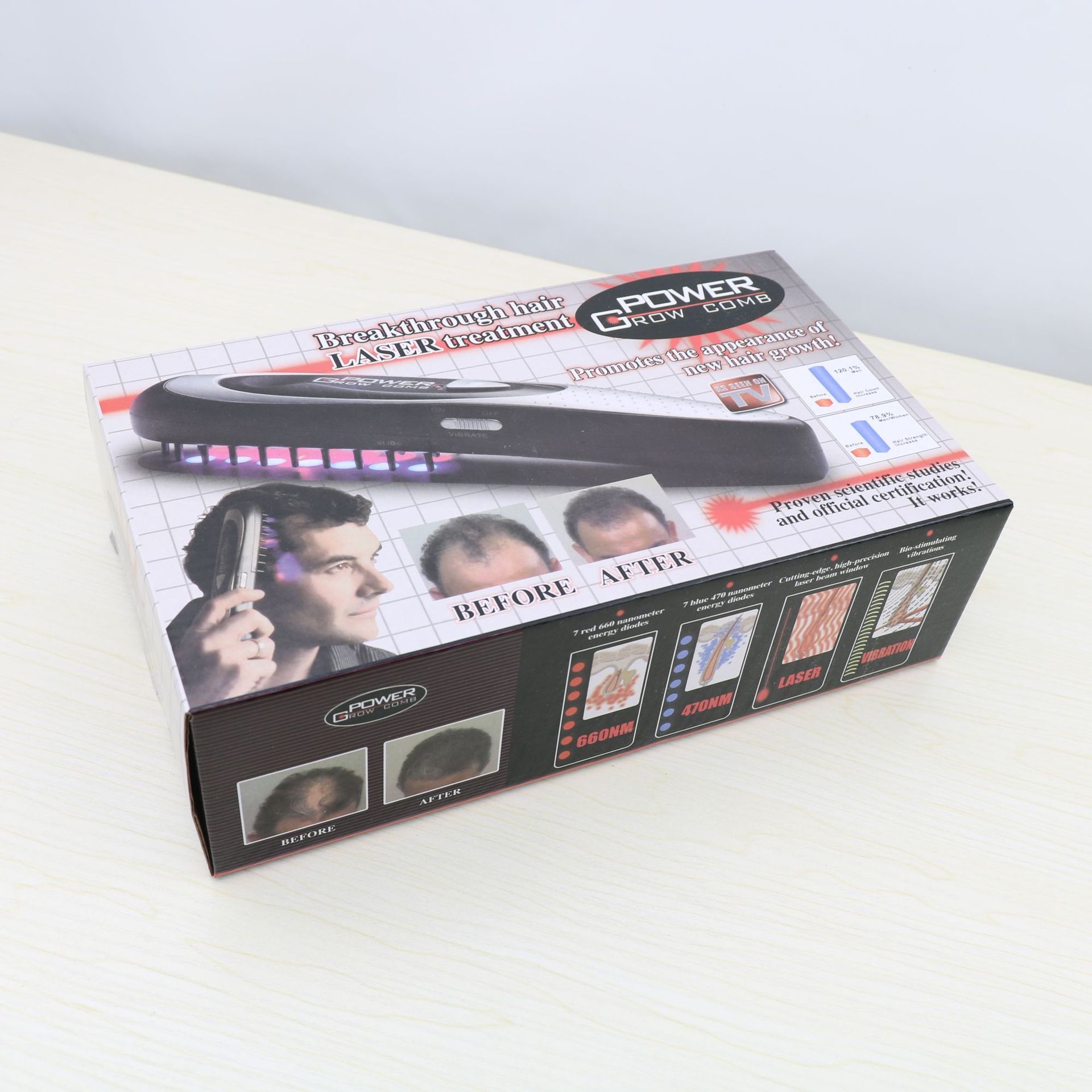 激光生发梳 头皮按摩器黑发美发梳 保健按摩梳子生发梳子 长发梳 详情图1