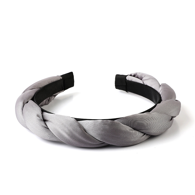 European And American Cross Braid Headband Silk Satin Sponge Head Band Thick Braid Wide Edge Fashion Temperament details Picture