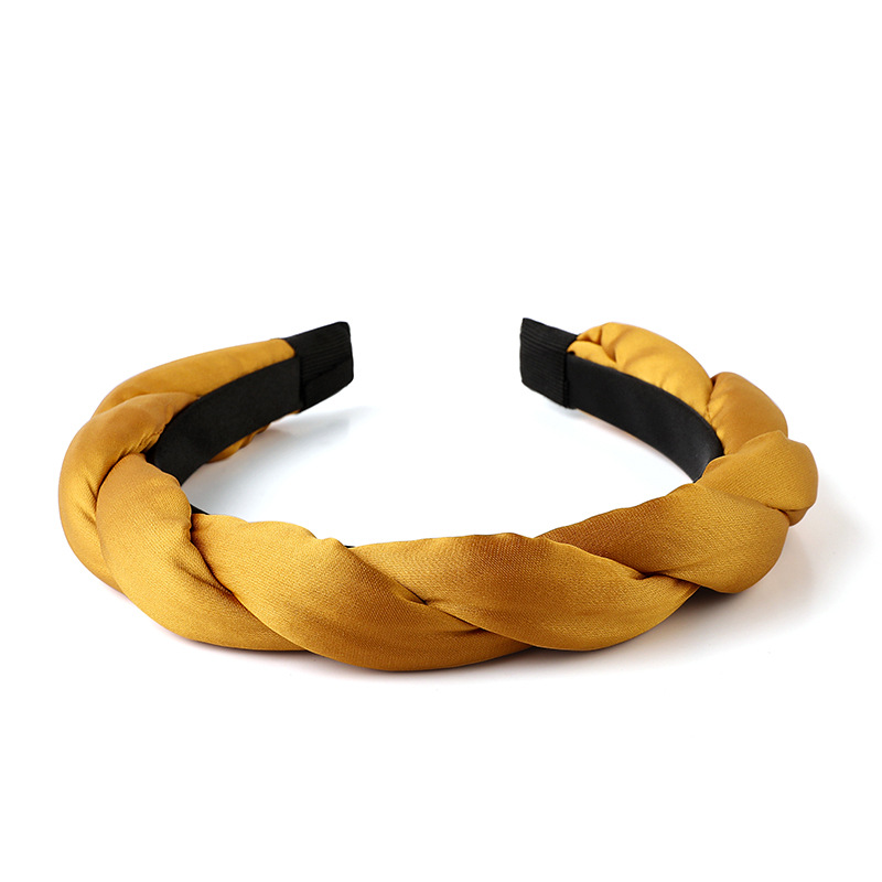 European And American Cross Braid Headband Silk Satin Sponge Head Band Thick Braid Wide Edge Fashion Temperament Item Picture