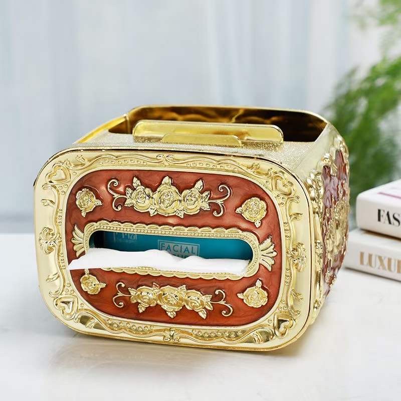 新款欧式亚克力多功能纸巾盒收纳盒白底实物图