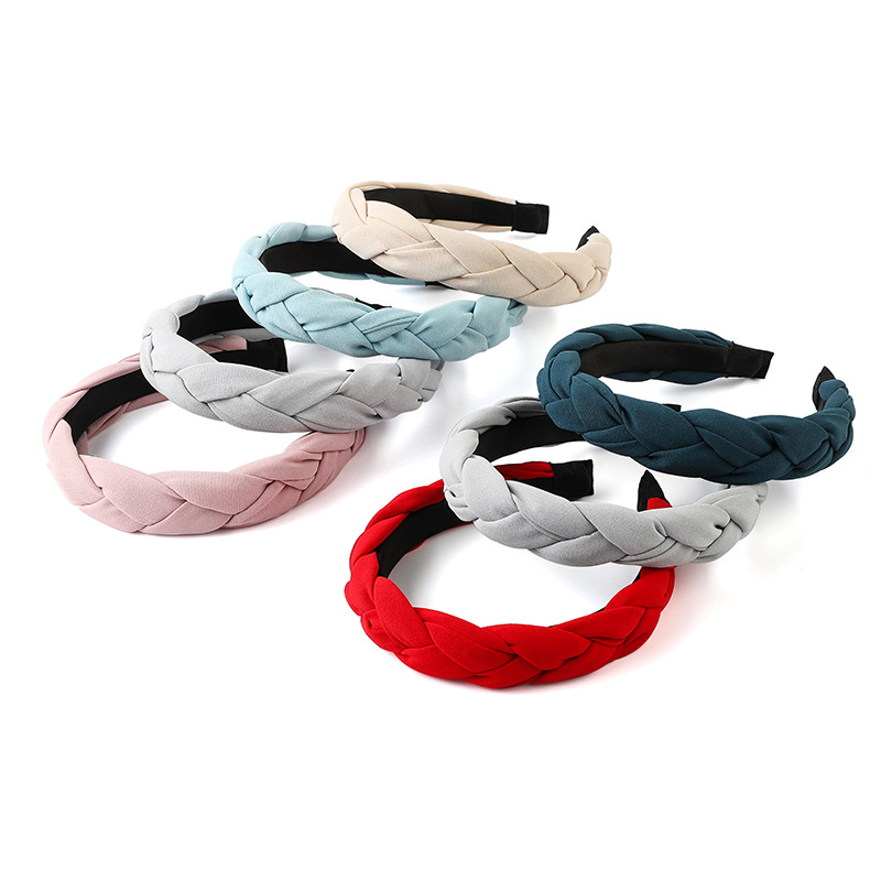 New 3Cm Head Band Solid Color Cloth Braid Korean Version Of The Trend Simple Fashion Monochrome Head Band