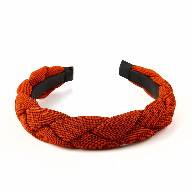 Europe And The United States New Cloth Cross Braid Hair Band Girls Braid Fashion Wide Edge Hair Accessories Thousand Bird Lattice Item Picture
