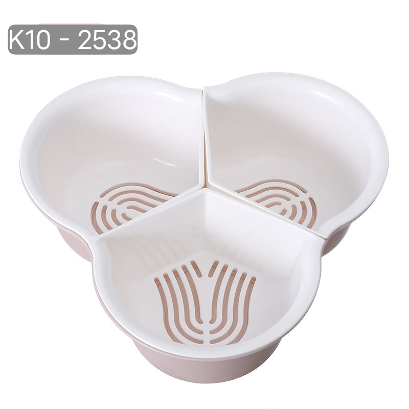 K10－2538家用创意多格拼盘厨房洗菜篮双层沥水盘沥水筐水果盘详情图2
