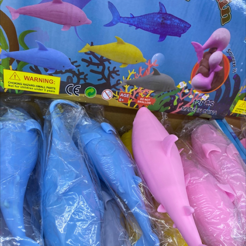 厂家直供儿童卡通玩具海豚面粉球  tpr材质捏捏乐解压玩具详情图1