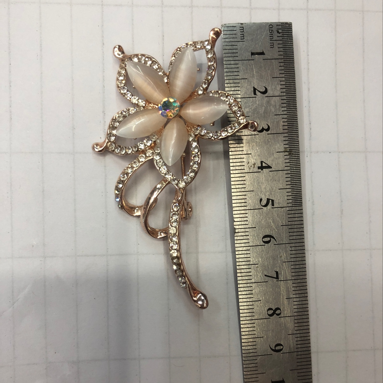 5马眼猫眼大花朵胸针详情图1