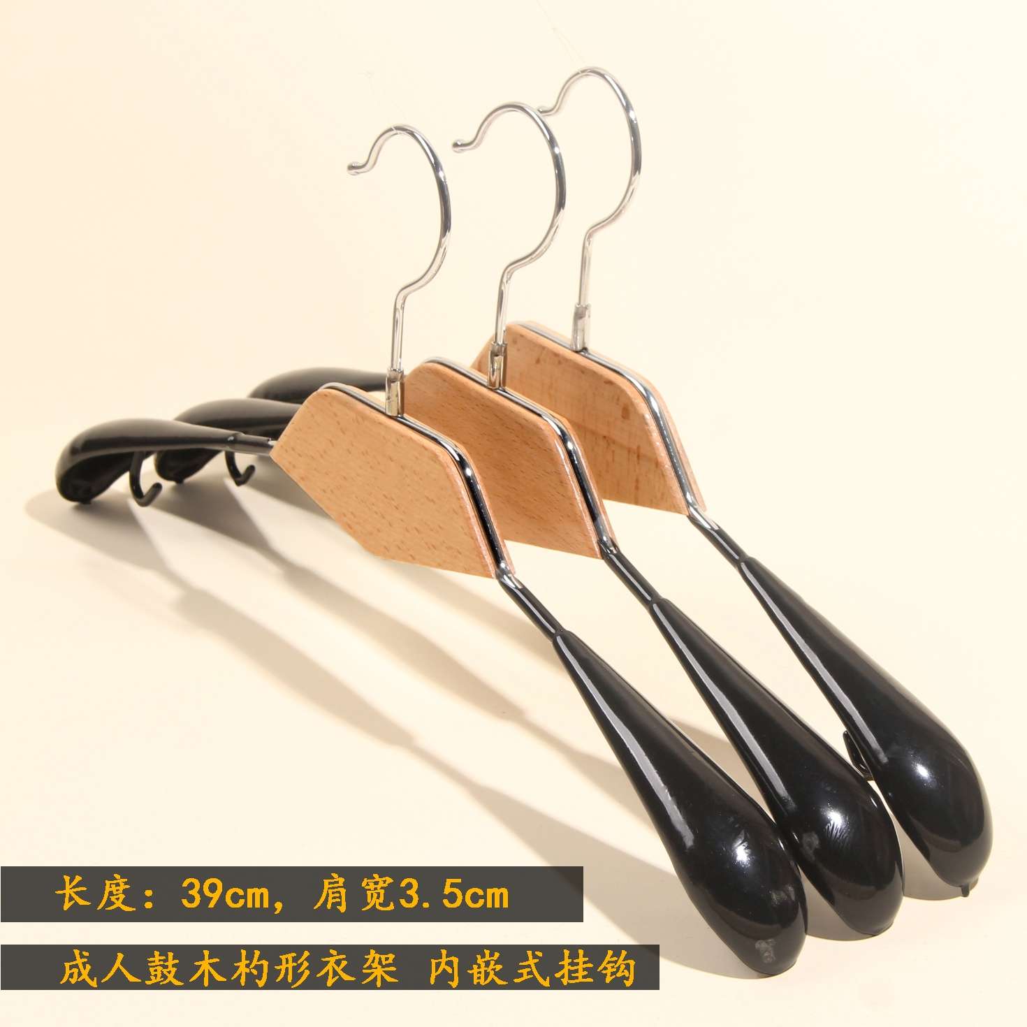 韩版木质服装店 女士实木勺子防滑衣架 无痕 衣架女装衣架服装店详情图2
