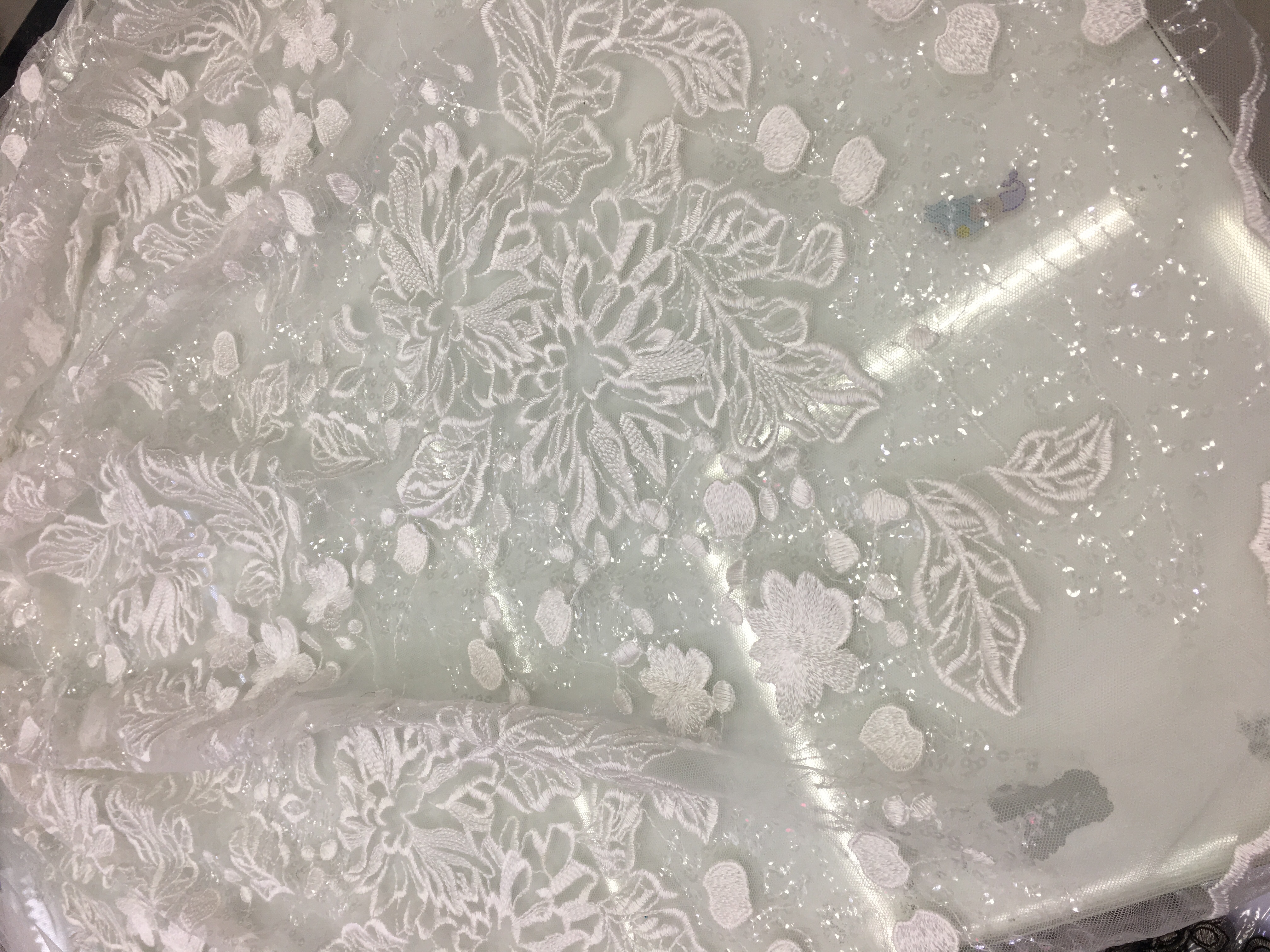 现货人丝线珠片绣满福 网底刺绣 服装辅料产品图