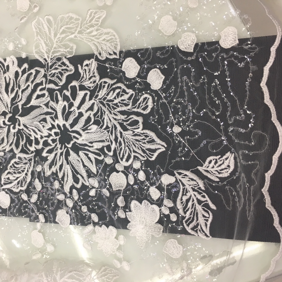 现货人丝线珠片绣满福 网底刺绣 服装辅料