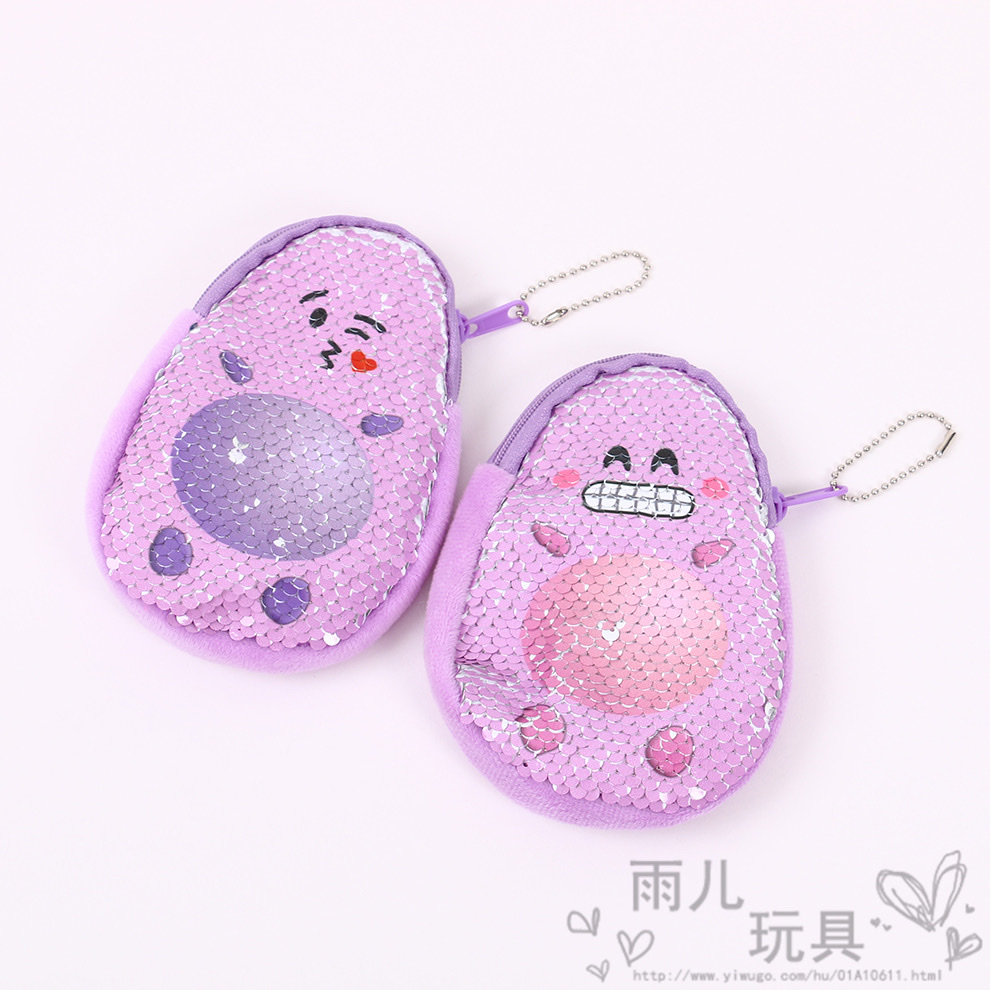 毛绒玩具包零钱包儿童卡通钱包印刷亮片零钱包亮片牛油果钱包10cm零钱包儿童包详情图4