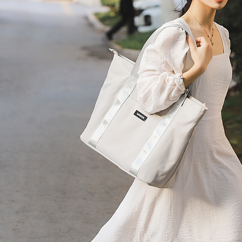 韩版人字纹购物袋时尚便携手提袋大容量简约收纳包时尚单肩手提包详情图1