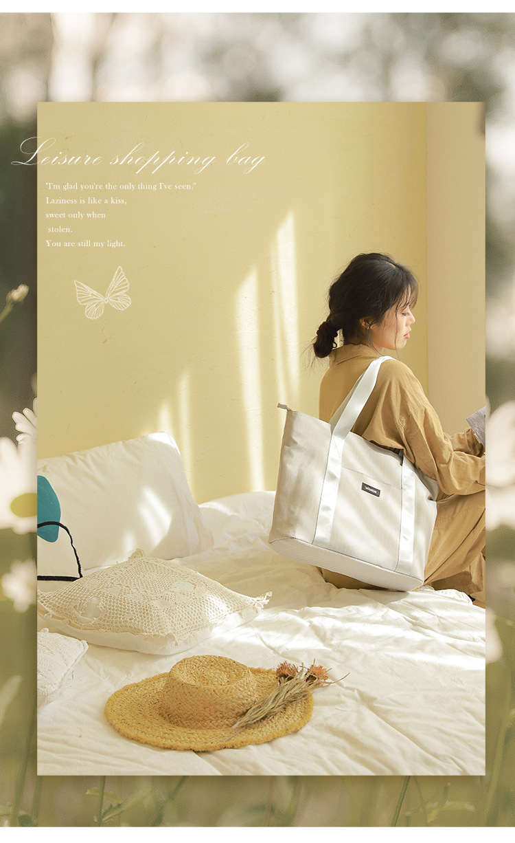 韩版人字纹购物袋时尚便携手提袋大容量简约收纳包时尚单肩手提包详情图16