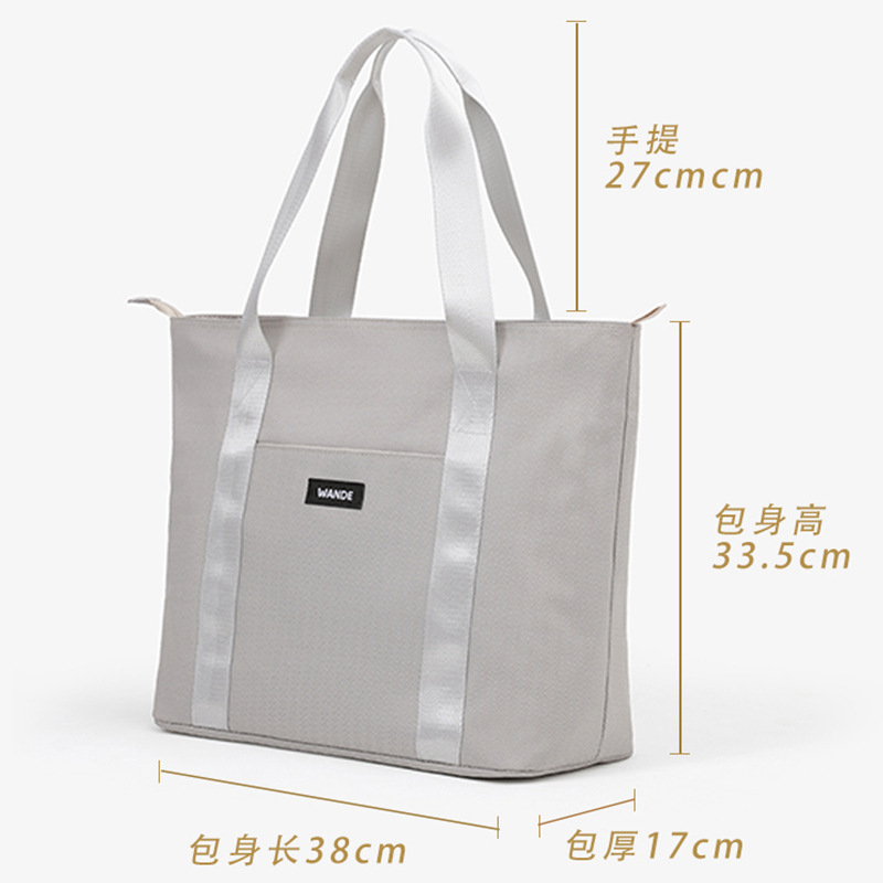 韩版人字纹购物袋时尚便携手提袋大容量简约收纳包时尚单肩手提包详情图4