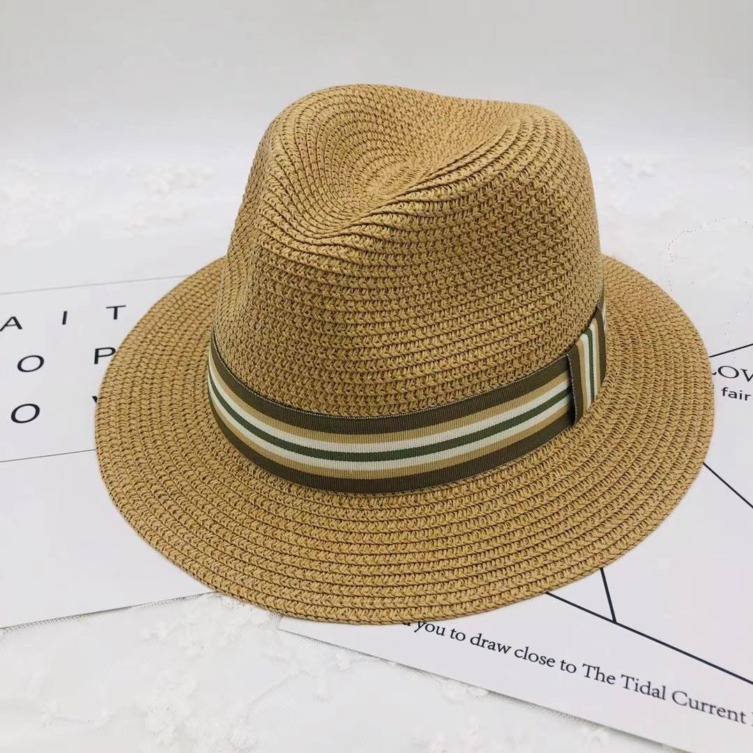 Summer flat-brimmed couple beach straw hats, Panama top hats, sun hats, beach hats details Picture