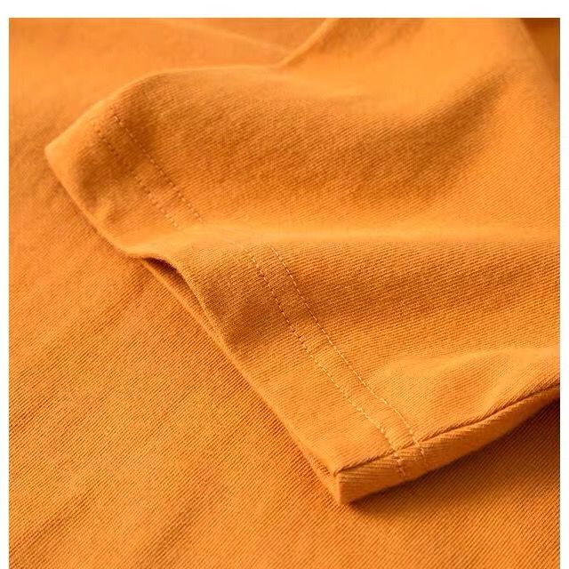 Heavy-duty short-sleeved T-shirts for men, thick, non-transparent pure cotton base shirts for both men and women with round collars details Picture