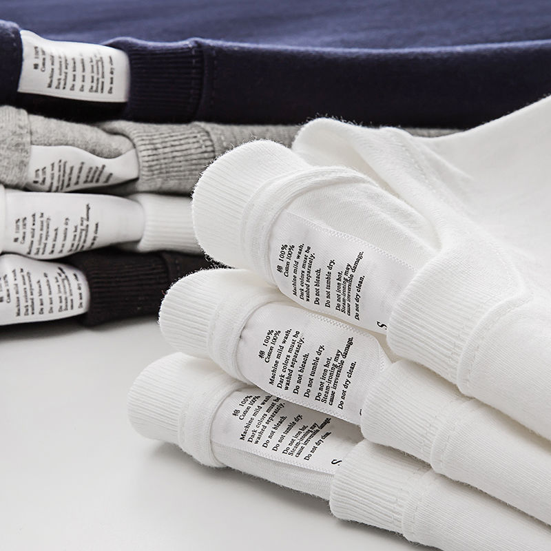 Heavy-duty short-sleeved T-shirts for men in solid colors, pure white, thick and non-transparent pure cotton base layer for both men and women details Picture