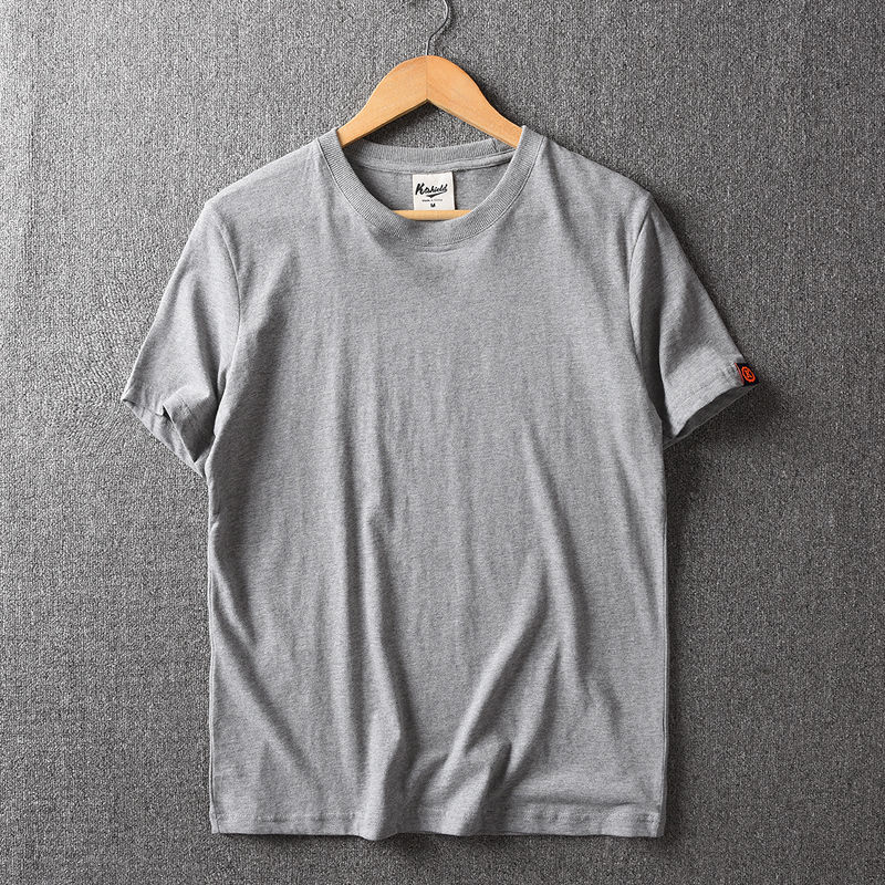 Heavy-duty short-sleeved T-shirts for men, pure white round-neck thick base layer shirts for both men and women