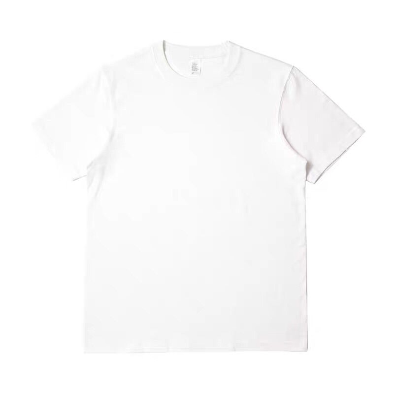 Camiseta de manga corta de peso pesado para hombres de color sólido blanco puro cuello redondo grueso no penetrante de algodón legging para hombres y mujeres