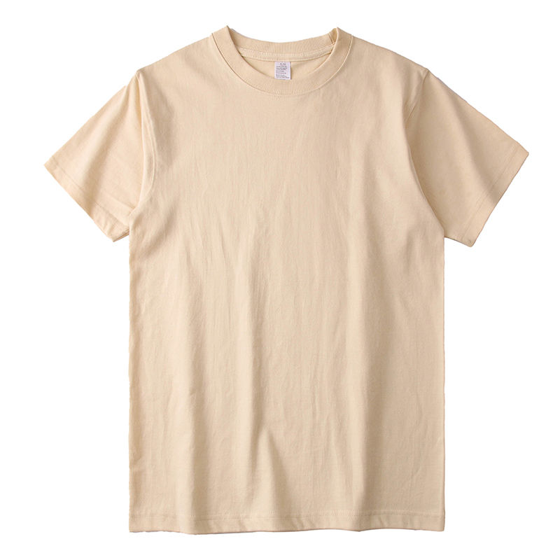 Heavy-duty short-sleeved T-shirts for men, thick, non-transparent pure cotton base shirts for both men and women with round collars