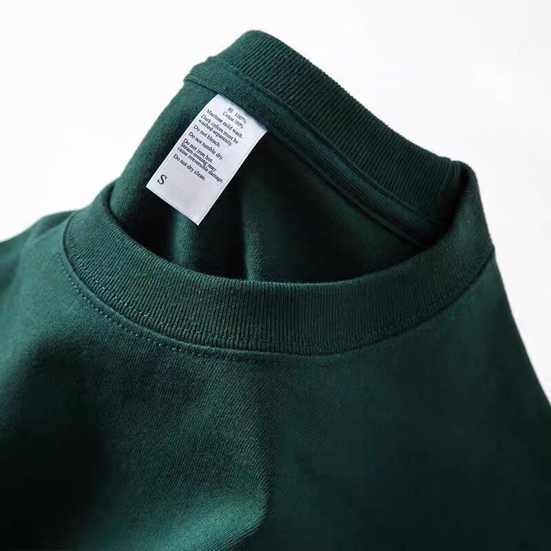 Heavy-duty short-sleeved T-shirt for men, solid color, pure white, round neck, thick, non-transparent, pure cotton details Picture