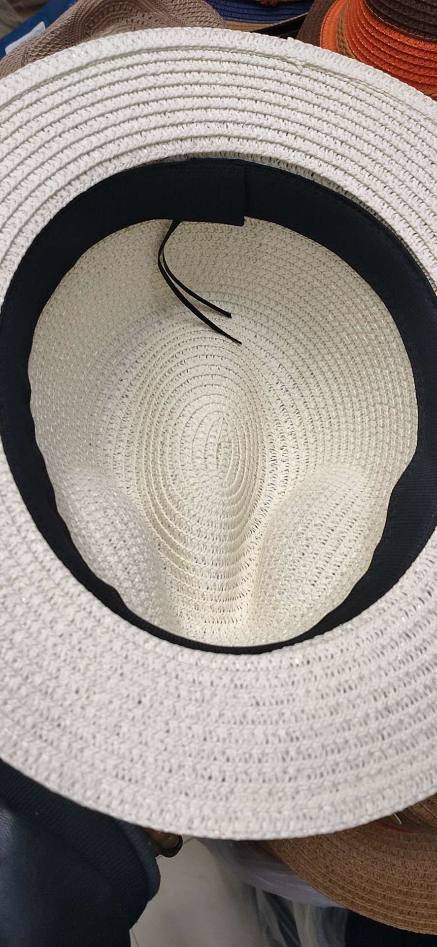 Summer black and white brim flat brim couple beach straw hats, Panama top hats, sun hats, beach hats Specification image
