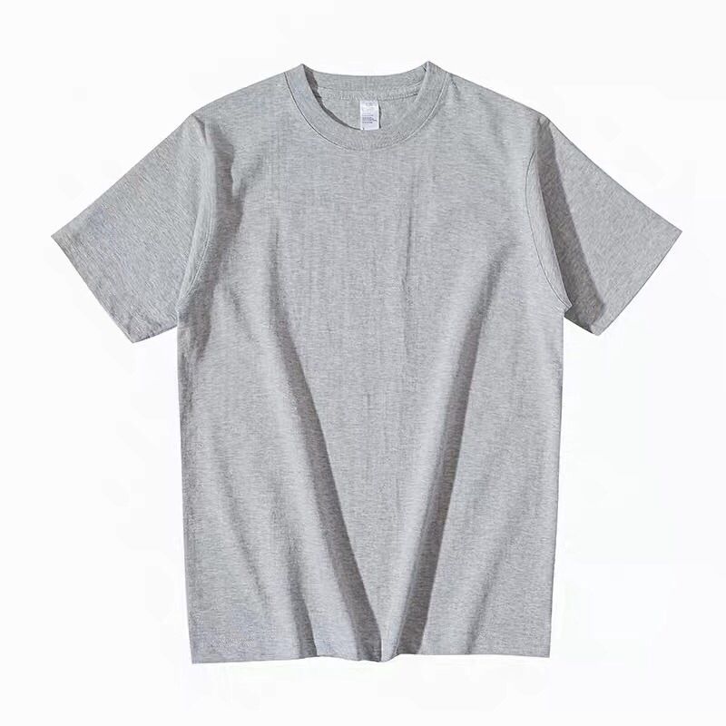 Heavy-duty short-sleeved T-shirt for men, solid color, pure white, round neck, thick, non-transparent, pure cotton