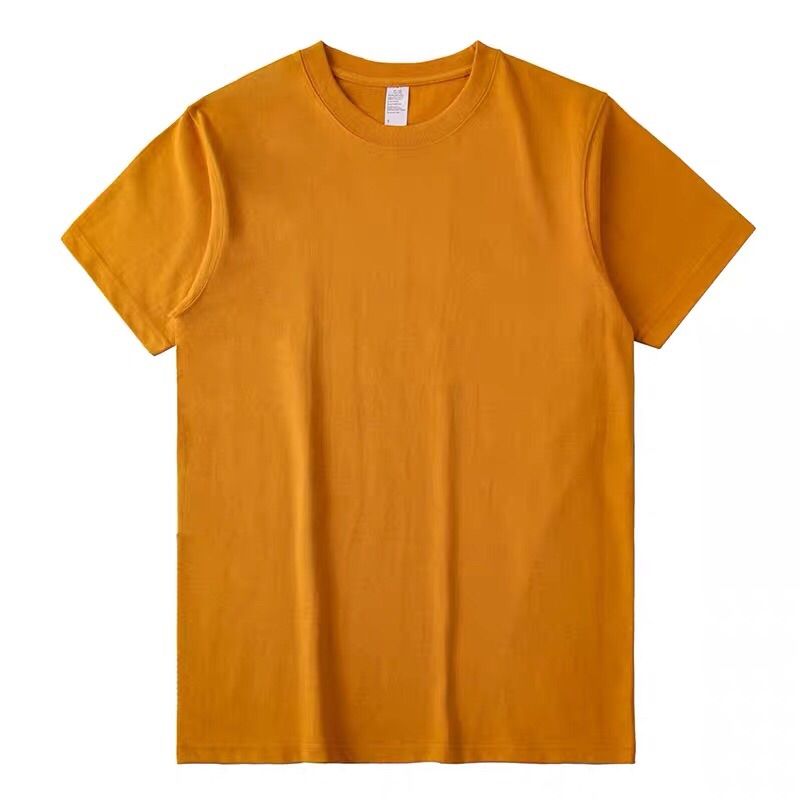 Camiseta de manga corta de exportación de peso para hombres de color sólido blanco puro cuello redondo grueso no permeable algodon legging