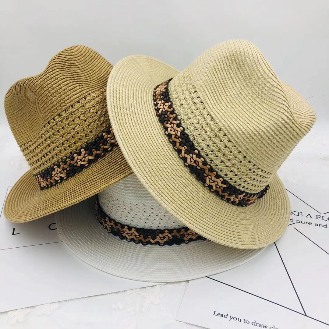 Beach Hats For Men And Women Summer Korean Version Of Everything British White Panamanian Top Hat Summer Beach Sunshade Straw Hat Tide Hat