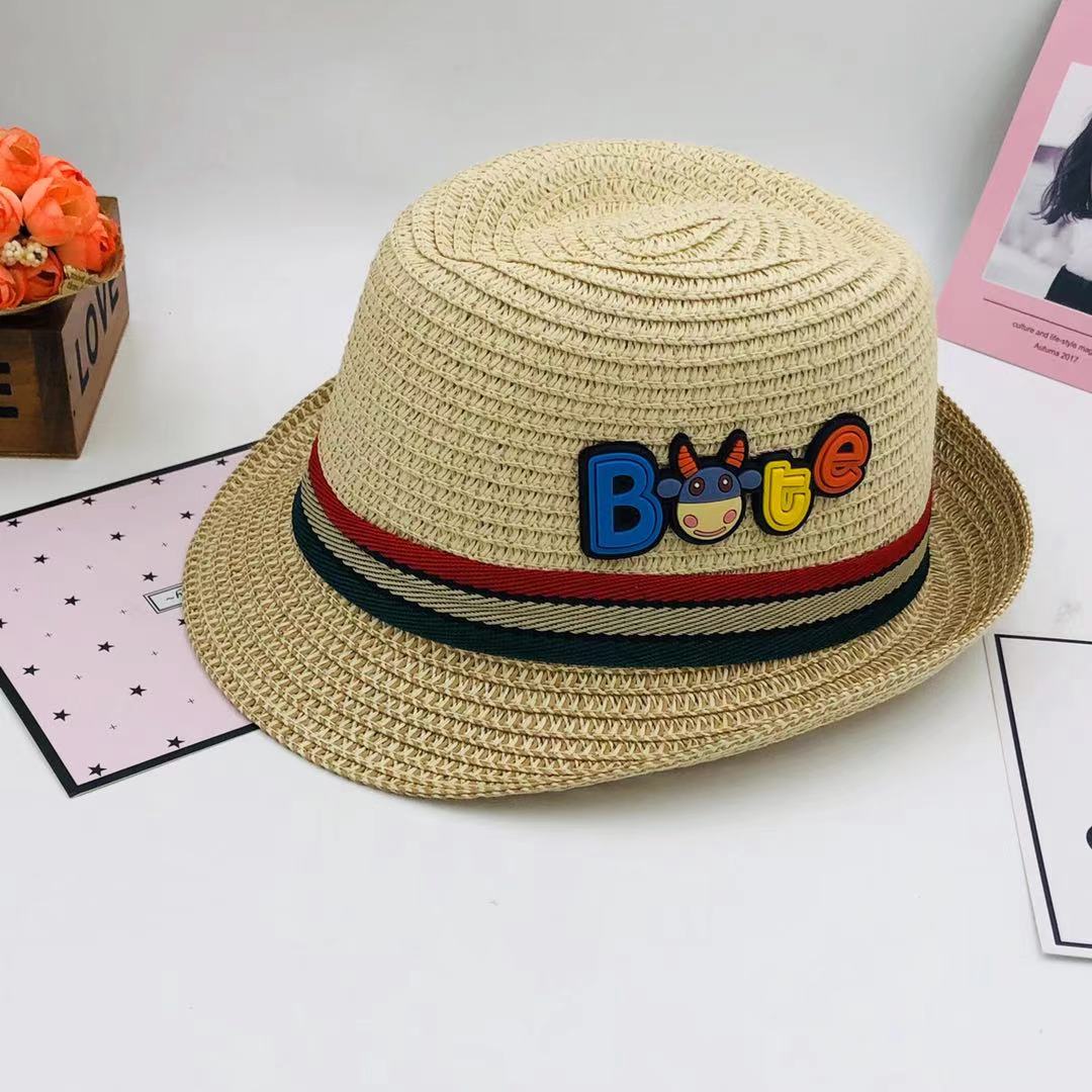 Children's hats, summer outdoor sunshade straw hats, sun protection hats, Korean boys' cool top hats, baby jazz hats Specification image