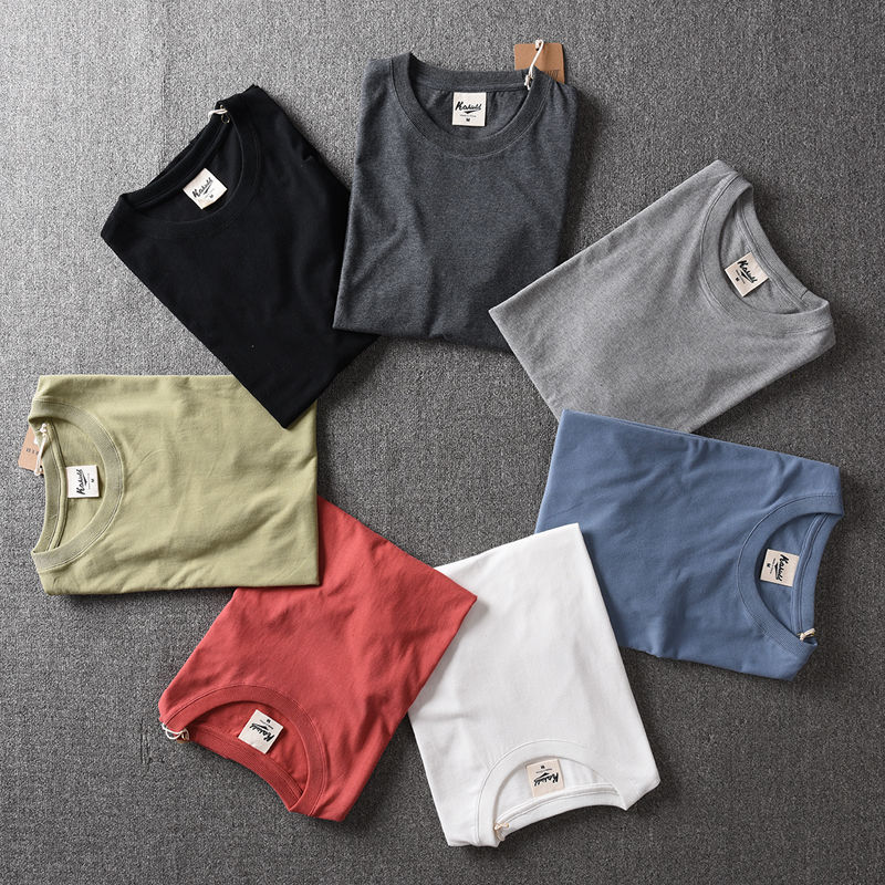 Men's solid color pure white round-neck thick non-transparent pure cotton base layer shirt for both men and women