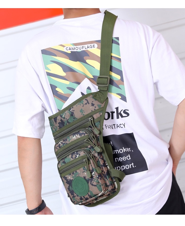 Cross-Border For The Wholesale Of New Waterproof Camouflage Pure Color Cloth Legs Outside The Multi-Functional Fishing Fanny Pack Chest Bag Riding Bag undefined