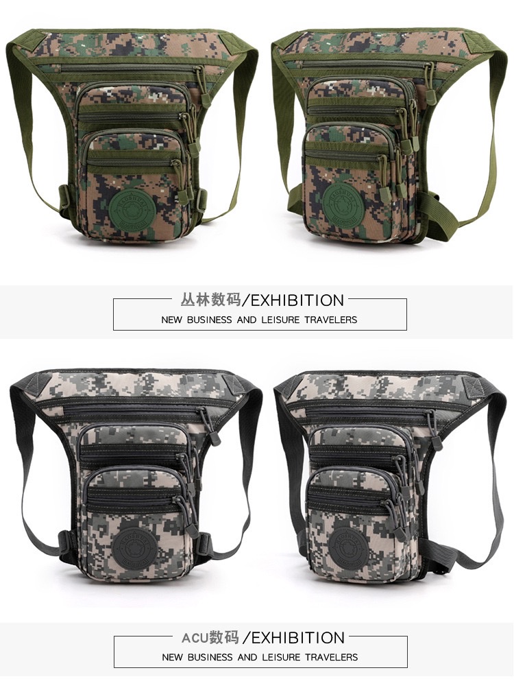 Cross-Border For The Wholesale Of New Waterproof Camouflage Pure Color Cloth Legs Outside The Multi-Functional Fishing Fanny Pack Chest Bag Riding Bag undefined