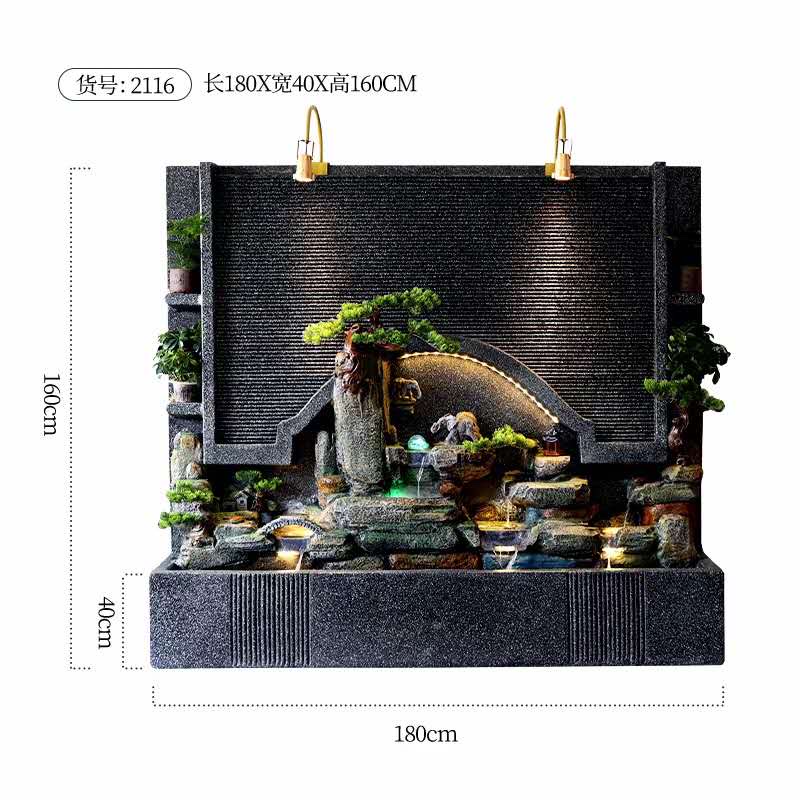 Water curtain walls, flowing water screens, landscape ornaments, wealth-generating courtyard and garden arrangements, water features, floor-standing fountains, rockeries, and circulating water Specification image
