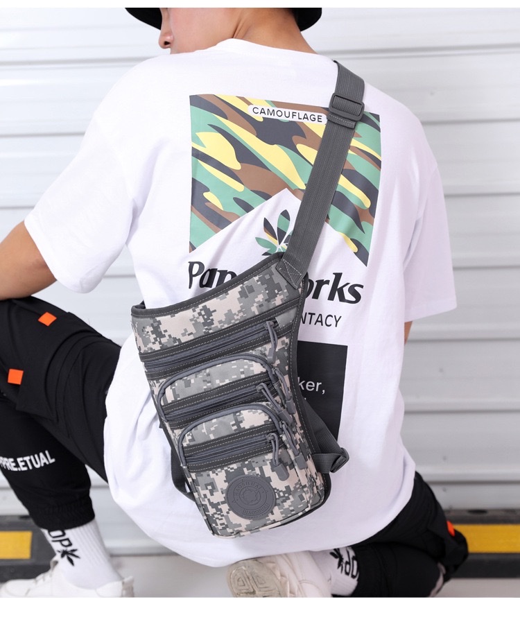 Cross-Border For The Wholesale Of New Waterproof Camouflage Pure Color Cloth Legs Outside The Multi-Functional Fishing Fanny Pack Chest Bag Riding Bag Application Scenario