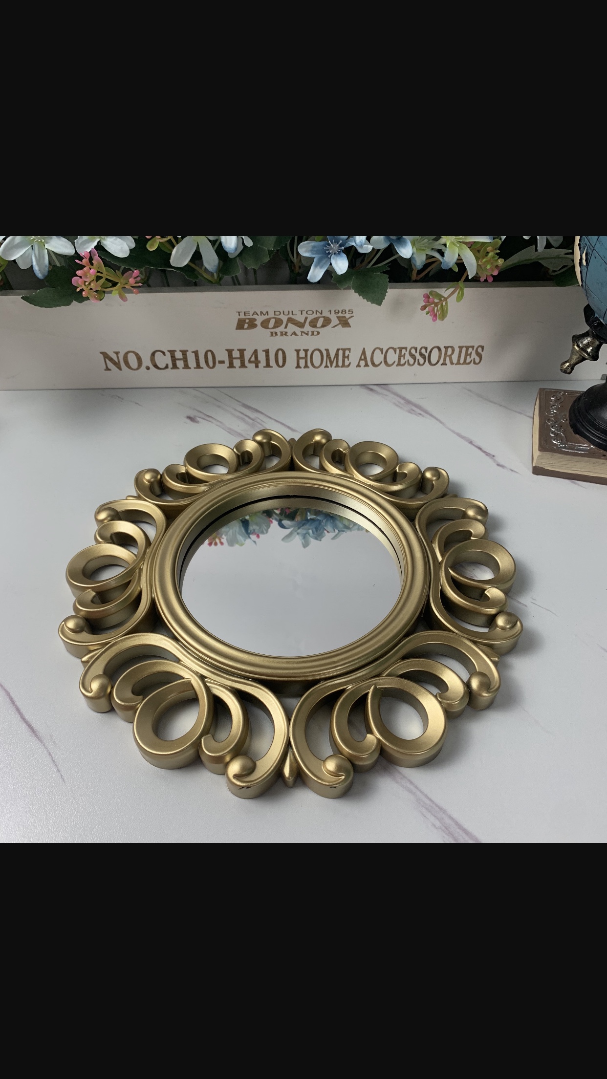 孔雀玄关装饰镜白底实物图