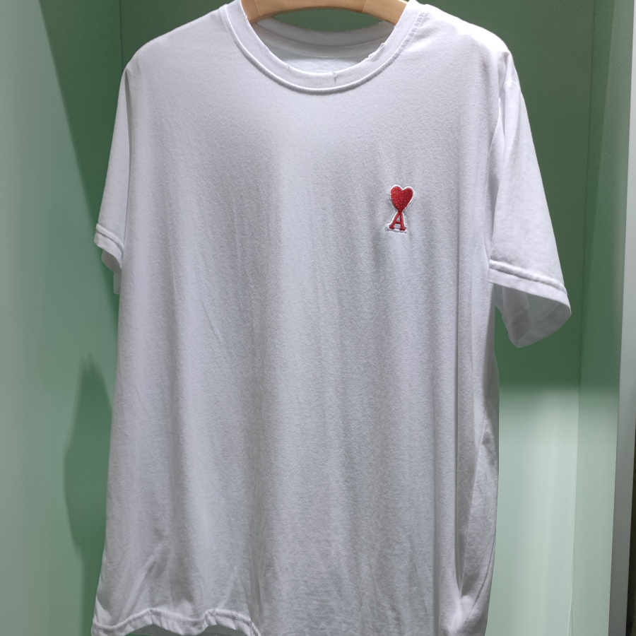 Jimmy Seio 21 Summer New Edition Red Peach Heart Versatile Cotton White T-shirt